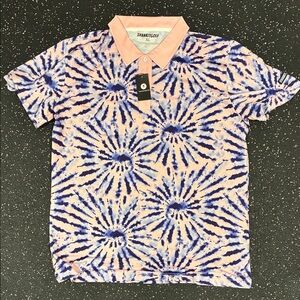 Men's Tie-Dye Polo Shirt - Pink and Blue